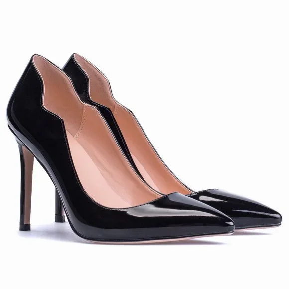 Petit Cadeau Lavinia - Sexy Slip on Pumps with 4" Heels. Black Patent. NEW! - Picture 2 of 7